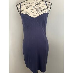 Revolve Privacy Please Navy Ribbed Bodycon Mini Dress Spaghetti Straps NWT Large